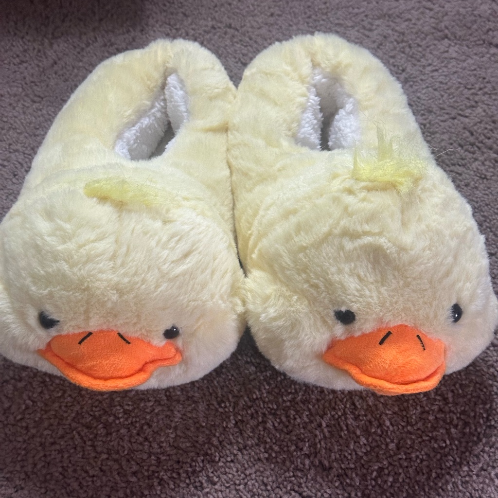 Amazon Plush Yellow Duck Slippers With Orange Beak